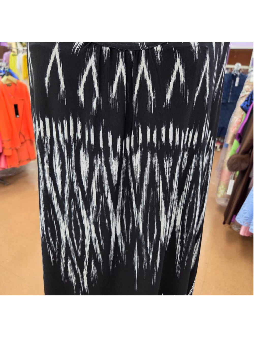 Emma & Michele Black White Ikat Print Maxi Dress XL - Picture 4 of 8